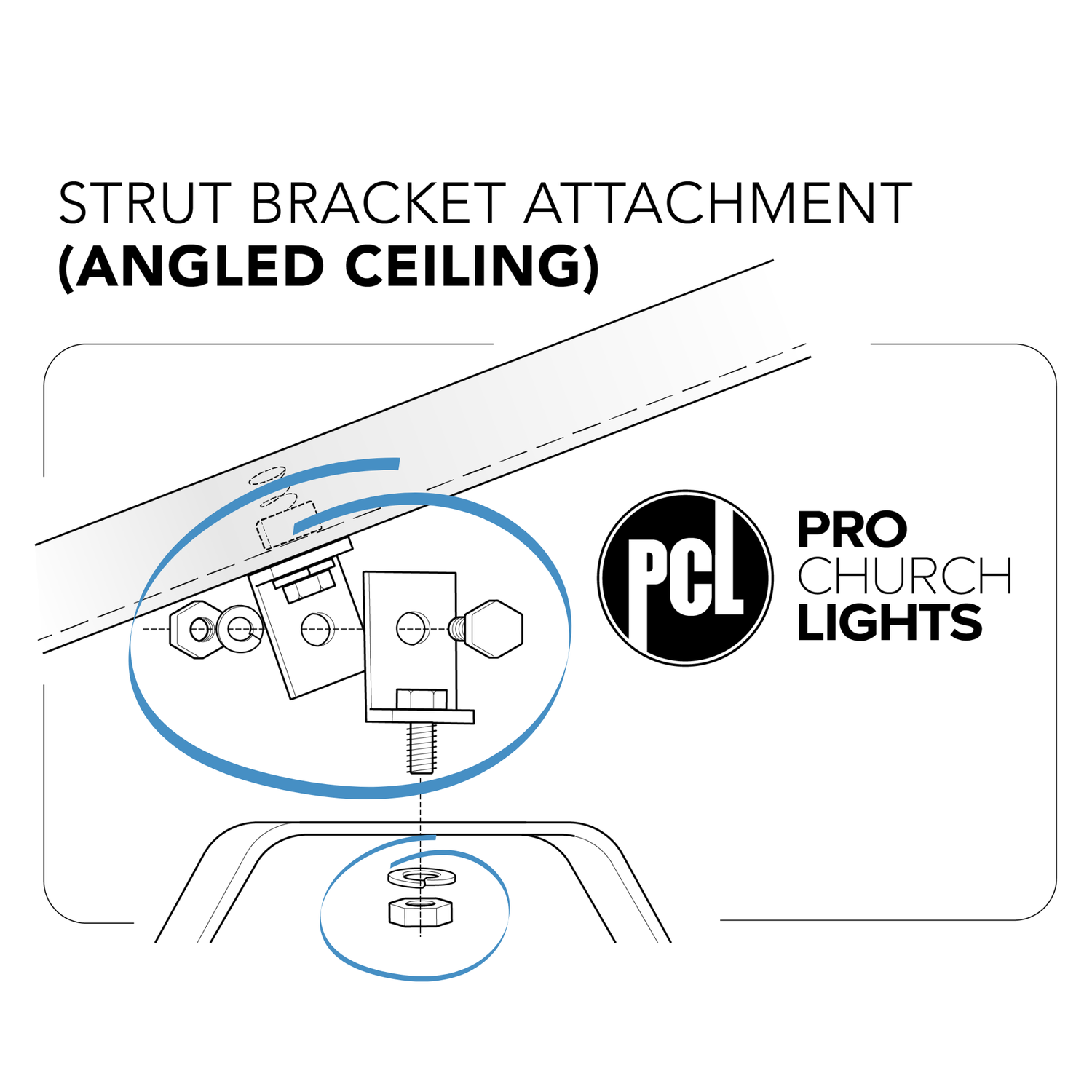 B1 - Angled Strut Kit with Safety for 1 fixture (1/2")